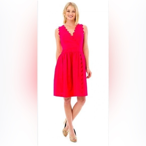Elizabeth McKay Harbor Island Dress Hot Pink Cotton/Linen Blend sz8‎